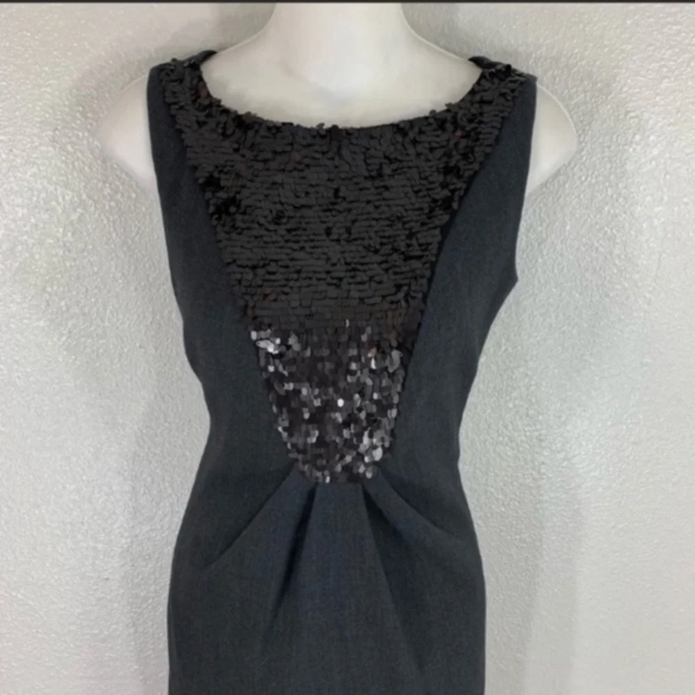 Eliza J charcoal gray sequin bib sheath dress